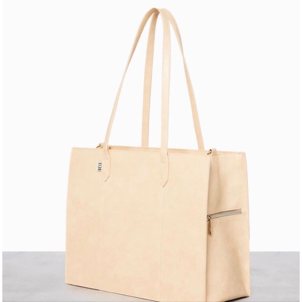 BEIS Work Tote Shoulder Bag Beige